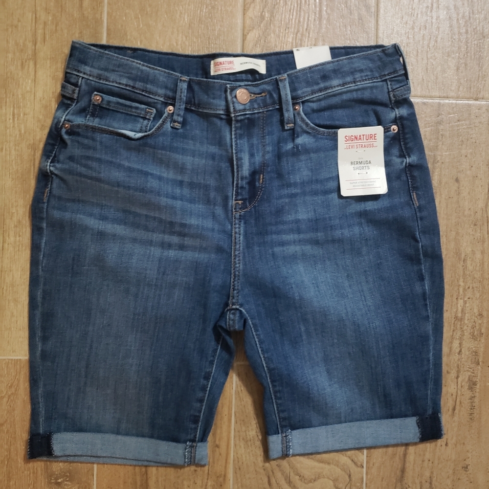 *New INDIGO WASH Girls LEVI'S Denim Bermuda Shorts